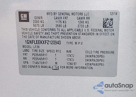 2015 Chevrolet Equinox Ls z USA, uszkodzony, nr VIN 1GNFLEEKXFZ120943